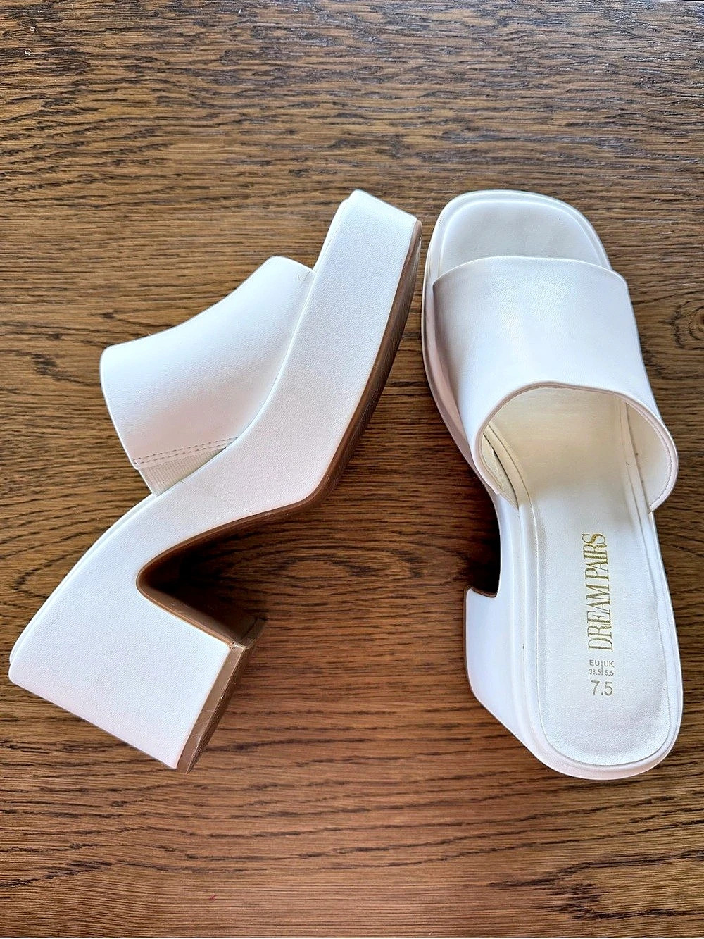 White Platform Mule Heel US 7.5